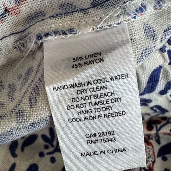 Joie Tropical Linen blend wide leg pull on elastic beaded pants size L cropped - Picture 5 of 8